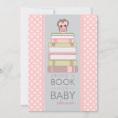 本に甘い女の子のフクロウのベビーシャワーの招待状を持って来て下さい 招待状 (正面)