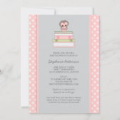 本に甘い女の子のフクロウのベビーシャワーの招待状を持って来て下さい 招待状 (裏面)