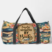 本に簡単に気を散らす – 水彩本の恋人 ダッフルバッグ (正面)