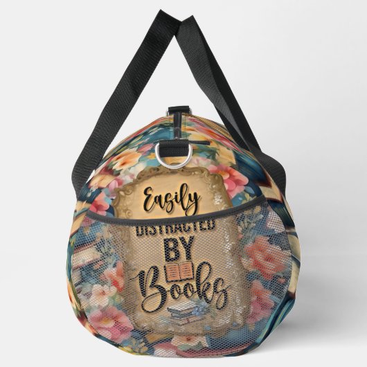 本に簡単に気を散らす – 水彩本の恋人 ダッフルバッグ (右)