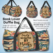 本に簡単に気を散らす – 水彩本の恋人 ダッフルバッグ