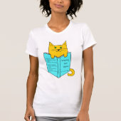 本のある猫 Tシャツ (正面)