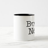 本のおたくのおもしろいなめがねの文字 ツートーンマグカップ (中央)