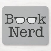 本のおたくのおもしろいなめがねの文字 マウスパッド (正面)