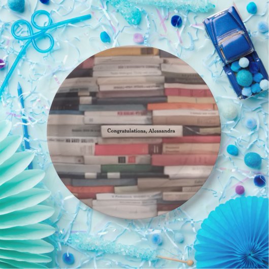 本のお祝いの名前をカスタムするの積み重ね ペーパープレート (パーティー)