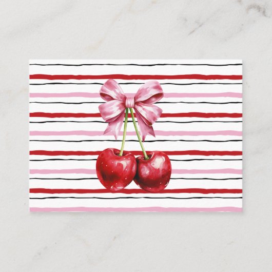 本のさくらんぼコケットを持って来る赤ちゃんシャワーインサート プレイスカード (裏面)