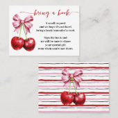 本のさくらんぼコケットを持って来る赤ちゃんシャワーインサート プレイスカード (正面/裏面)