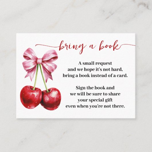 本のさくらんぼコケットを持って来る赤ちゃんシャワーインサート プレイスカード (正面)