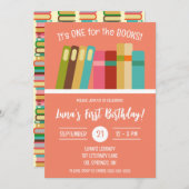 本のために!子供の最初の誕生日パーティー 招待状 (正面/裏面)