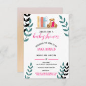 本ののまわりにテーマを中心に赤ちゃんシャワー 招待状 (正面/裏面)