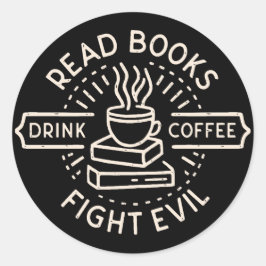 本のようなクリスチャンの女の子のコーヒーブックラバー引用文 ラウンドシール