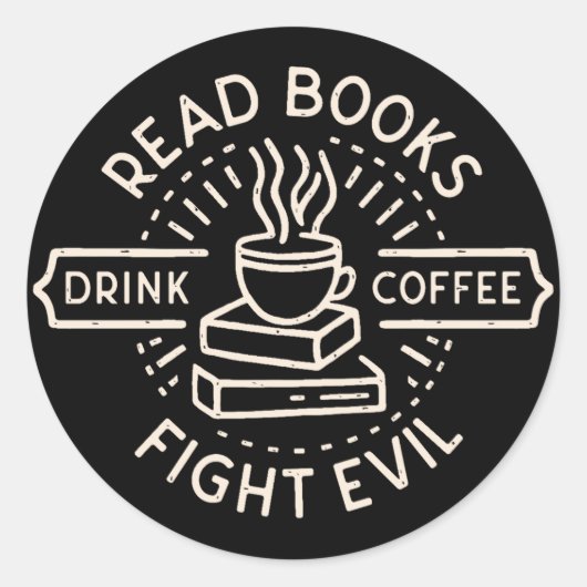 本のようなクリスチャンの女の子のコーヒーブックラバー引用文 ラウンドシール (正面)