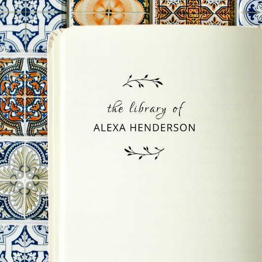 本のエレガント図書室から出ている植物書 ラバースタンプ