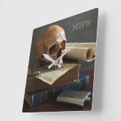 本のカスタムなモノグラムの柱時計のスカル スクエア壁時計 (傾斜)