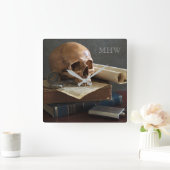 本のカスタムなモノグラムの柱時計のスカル スクエア壁時計 (ホーム)