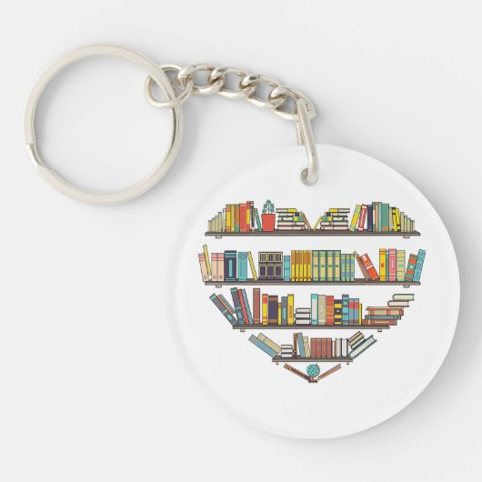 本のカッコいい男性読女性ブックラバーリテラシーL キーホルダー (正面)
