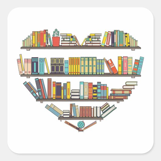 本のカッコいい男性読女性ブックラバーリテラシーL スクエアシール (正面)