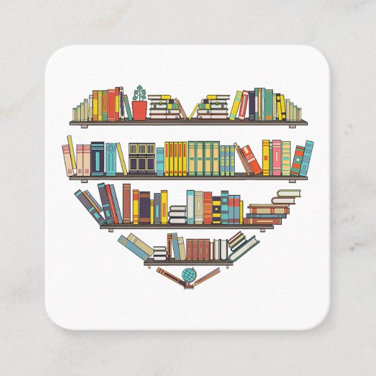 本のカッコいい男性読女性ブックラバーリテラシーL スクエア名刺 (正面)