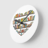 本のカッコいい男性読女性ブックラバーリテラシーL ラウンド壁時計 (傾斜)