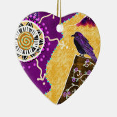 本のカラス セラミックオーナメント (右)