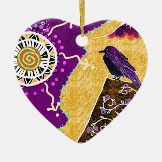 本のカラス セラミックオーナメント (正面)