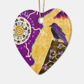 本のカラス セラミックオーナメント (左)