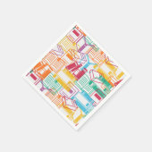 本のカラフルバインダーのパターン スタンダードカクテルナプキン (角)