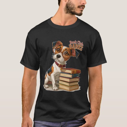 本のクラブのワンちゃんメガネ Tシャツ (正面)
