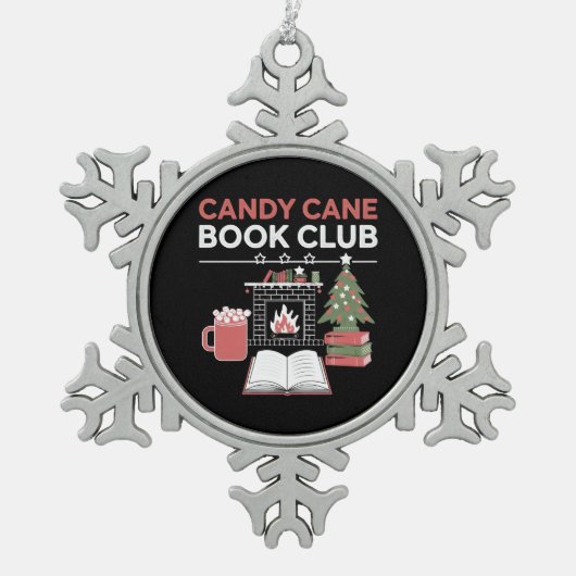 本のクリスマスキャンディーキーブッククラブブック スノーフレークピューターオーナメント (正面)