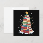 本のクリスマスツリーが好きな本好きの先生や図書館員 シーズンカード (正面/裏面)