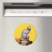 本のスタックにグレー猫マグネット マグネット (インサイチュ (食洗機))