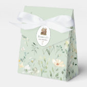 本のスタック赤ちゃんシャワー水色、ワイルドフラワー フェイバーボックス (正面サイド)