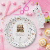 本のスタック赤ちゃんシャワー水色、ワイルドフラワー ペーパープレート (パーティー)