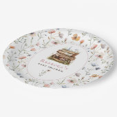 本のスタック赤ちゃんシャワー水色、ワイルドフラワー ペーパープレート (アングル)