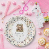 本のスタック赤ちゃんシャワー水色、ワイルドフラワー ペーパープレート (パーティー)