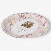 本のスタック赤ちゃんシャワー水色、ワイルドフラワー ペーパープレート (アングル)