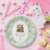 本のスタック赤ちゃんシャワー水色、ワイルドフラワー ペーパープレート (パーティー)