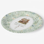 本のスタック赤ちゃんシャワー水色、ワイルドフラワー ペーパープレート (アングル)