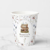 本のスタック赤ちゃんシャワー水色、ワイルドフラワー 紙コップ (正面)