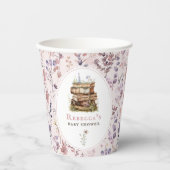 本のスタック赤ちゃんシャワー水色、ワイルドフラワー 紙コップ (正面)