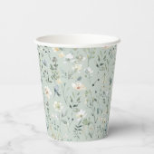 本のスタック赤ちゃんシャワー水色、ワイルドフラワー 紙コップ (裏面)