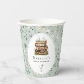 本のスタック赤ちゃんシャワー水色、ワイルドフラワー 紙コップ (正面)