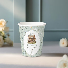 本のスタック赤ちゃんシャワー水色、ワイルドフラワー 紙コップ