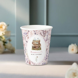 本のスタック赤ちゃんシャワー水色、ワイルドフラワー 紙コップ