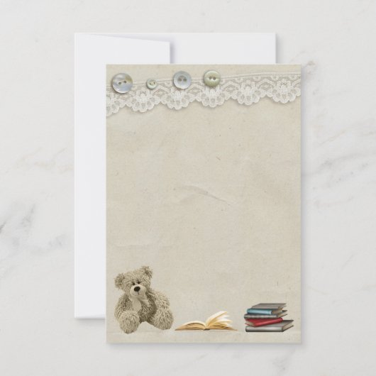 本のテディのヴィンテージのレースのプリントを感謝していしています持って来て下さい サンキューカード (裏面)