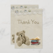 本のテディのヴィンテージのレースのプリントを感謝していしています持って来て下さい サンキューカード (正面/裏面)