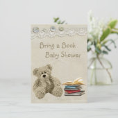 本のテディ·ヴィンテージ·レース·プリント·ベビー·シャワー 招待状 (スタンド正面)