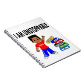 本のノートを持つ漫画のアフリカ系アメリカ人の男の子 ノートブック (右側)