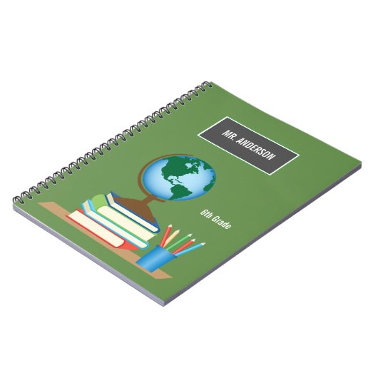 本のパーソナライズな先生の積み重ねの世界の地球 ノートブック (左側)