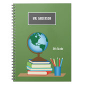 本のパーソナライズな先生の積み重ねの世界の地球 ノートブック (正面)
